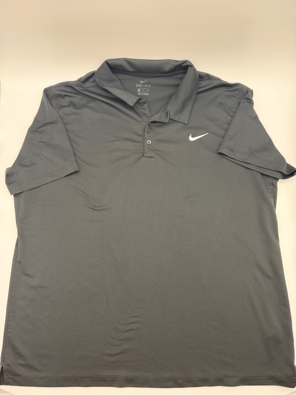 Dri-Fit Men's XXL Black Performance Golf Polo Short Sleeve White Swoosh Collared